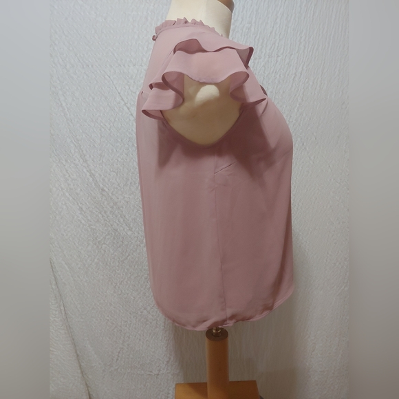 Monteau Pink Ruffled Cap Sleeve Blouse L - Picture 4 of 8